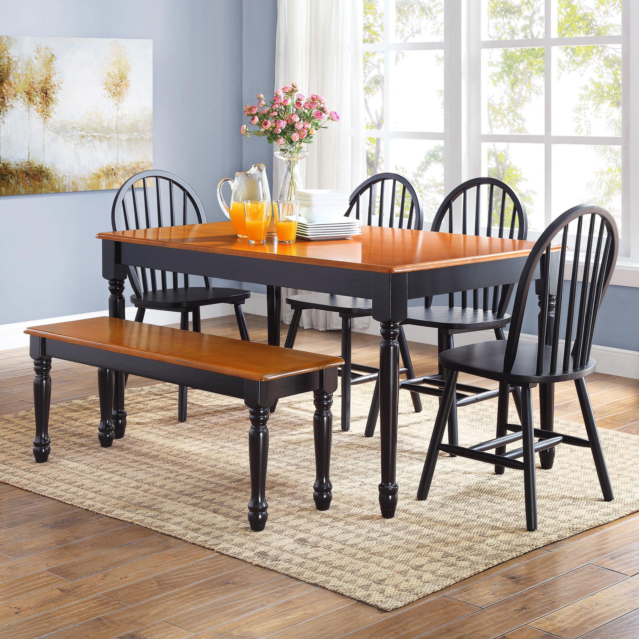 Dining Table Autumn Lane Farmhouse Kitchen Furniture Home Solid Wood Sturdy Offi 