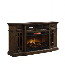 Baylor Fireplace Console for TVs up to 70in & 135lbs, Medium Brown Finish