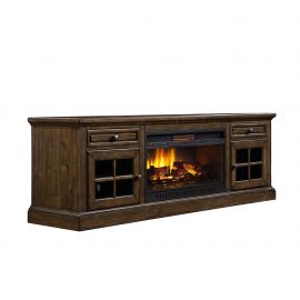 Brooklyn Fireplace Console for TVs up to 80in & 135lbs, Taupe Brown Finish